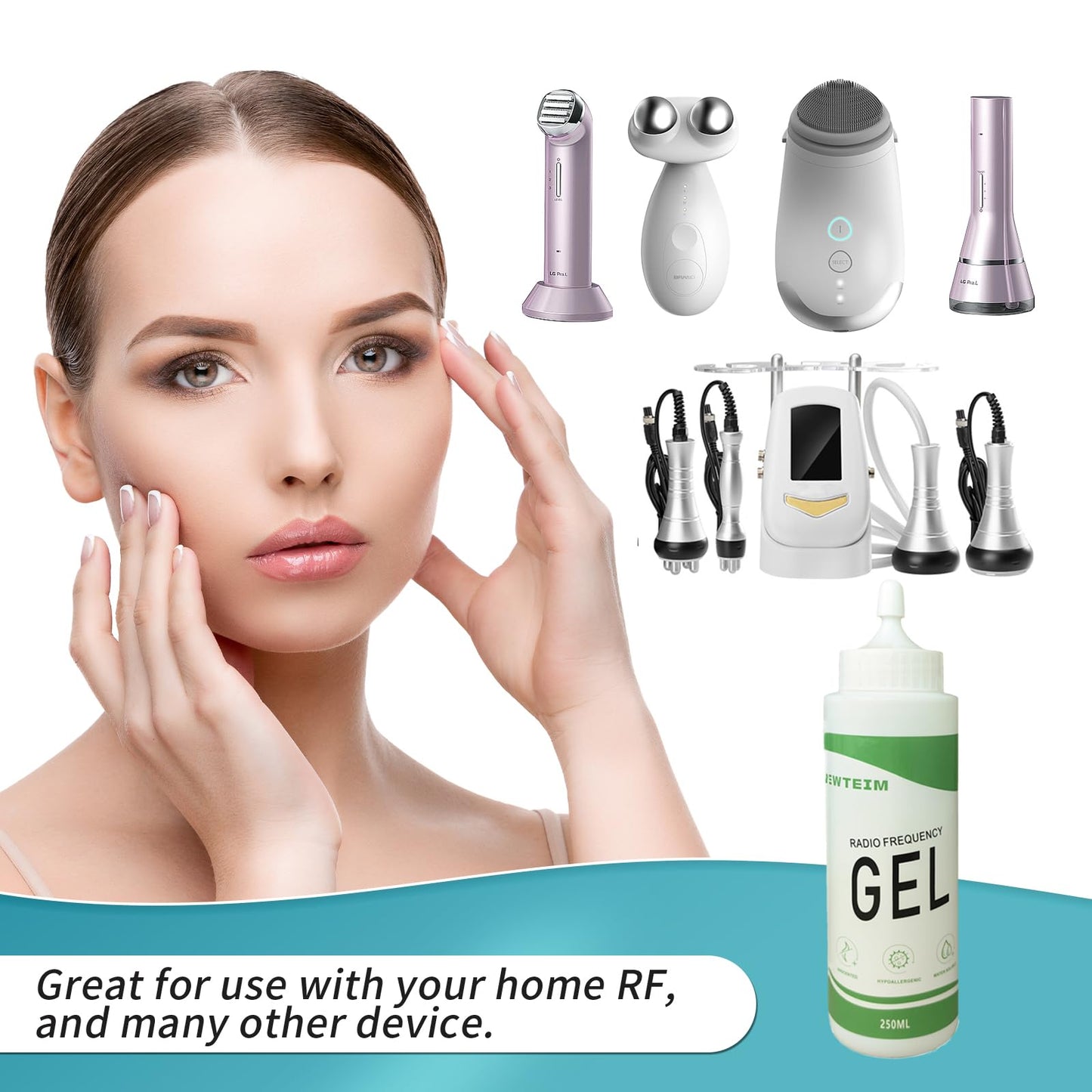 BEWTEIM Hydrating Radio Frequency Gel for Facial Body Skin Care Machine, Microcurrent Conductive Gel for Body Sculpting