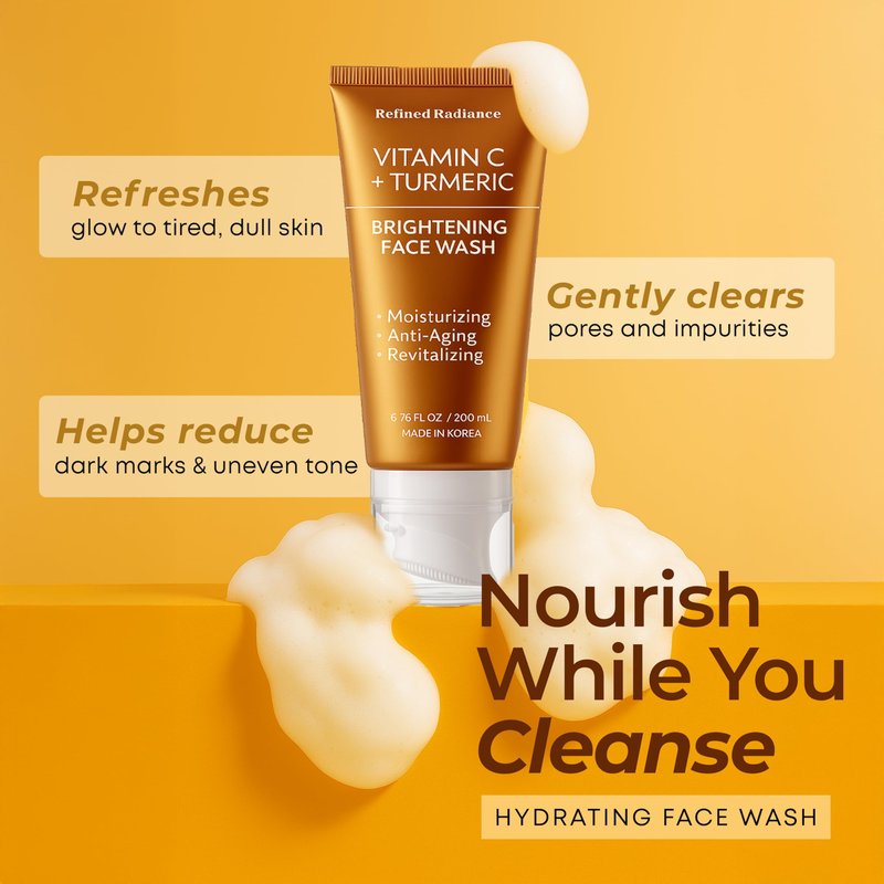 Refined Radiance Hyaluronic Acid & Collagen Face Wash – Dermatologist Tested, Anti-Aging, Korean Skin Care, Hydrates Firms Soothes – Clean, Vegan, Gentle Facial Cleanser for Dry Sensitive Skin, 200 ML