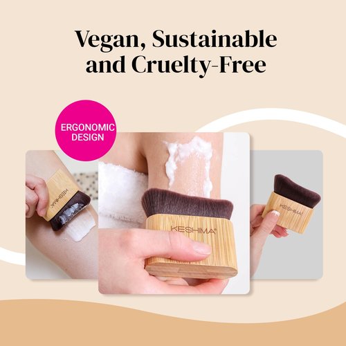Self Tanner Brush by Keshima - Large Self Tanning Brush for Face and Body Makeup Brush Application - Kabuki Self Tan Brush Applicator for Smooth and Even Coverage