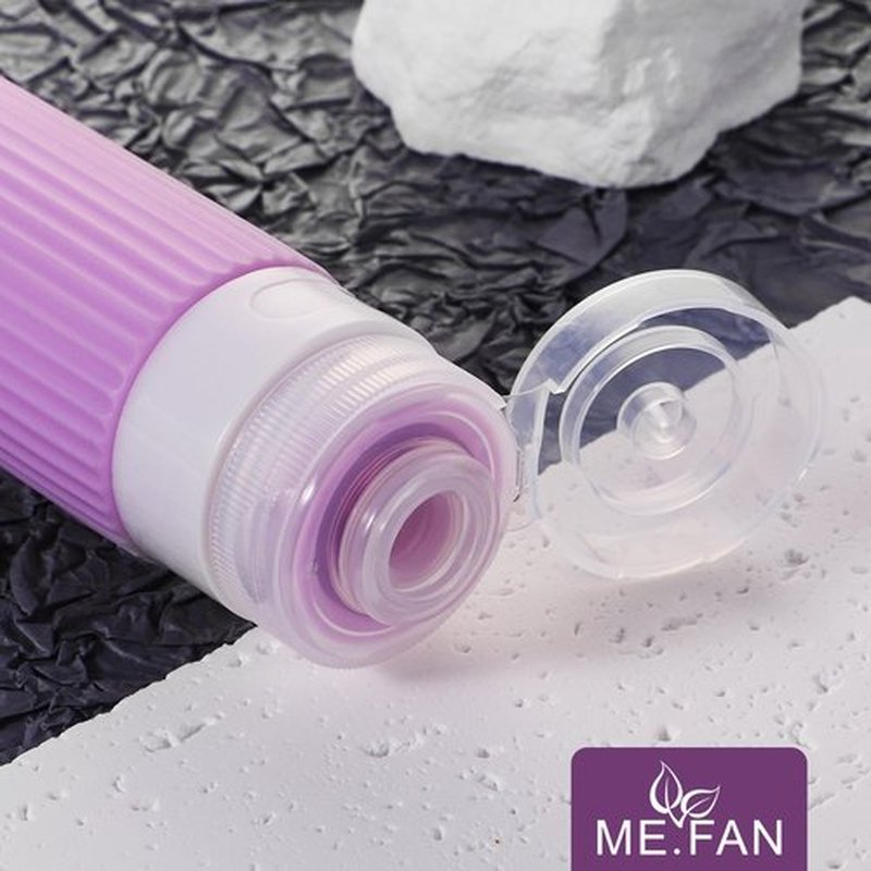 ME.FAN Travel Bottles for Toiletries, TSA Approved 3oz Silicone Travel Size Containers/Portable Split Bottle, Travel Accessories for Conditioner, Shampoo, Lotion - 4 Pack Purple