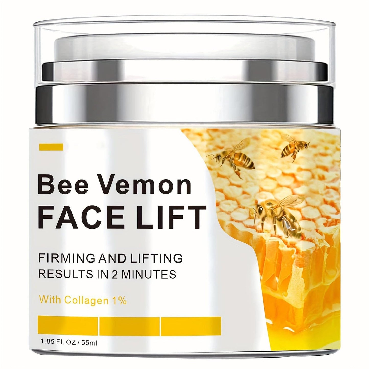 Krmspe Bee Venom Cream, Bee Venom Face Lift Cream for Firming Moisturizing Lifting & Recovery, Anti-Aging Moisturizer with Collagen for All Skin Type 1.85 FL.OZ