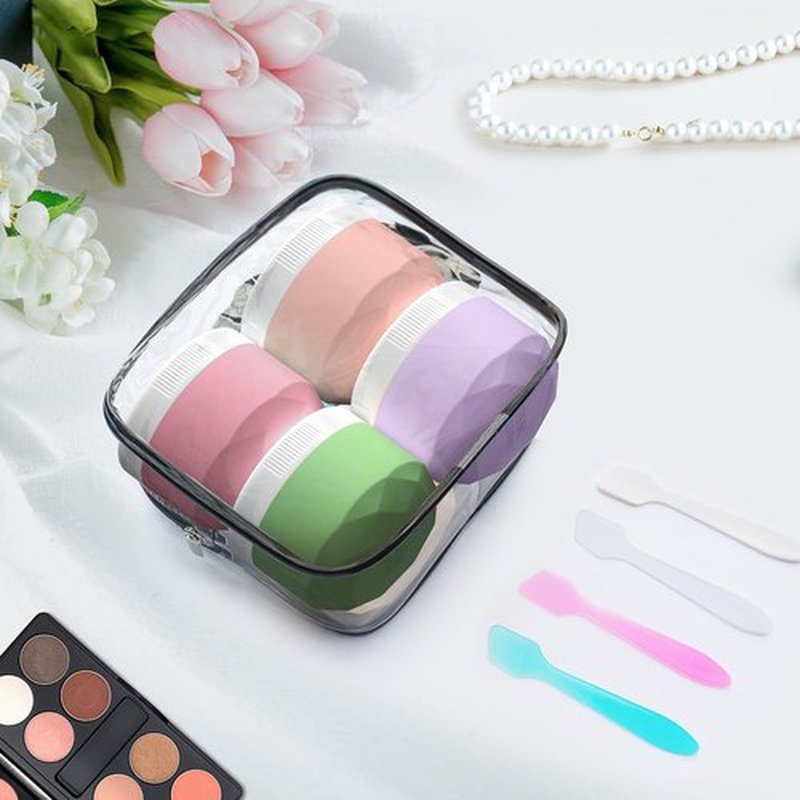 Travel Containers for Toiletries, Silicone Cream Jars TSA Approved 1.7oz Travel Size Containers with Toiletry Bag, Wide Mouth Leak-proof Travel Accessories with Lid for Cosmetic Cream