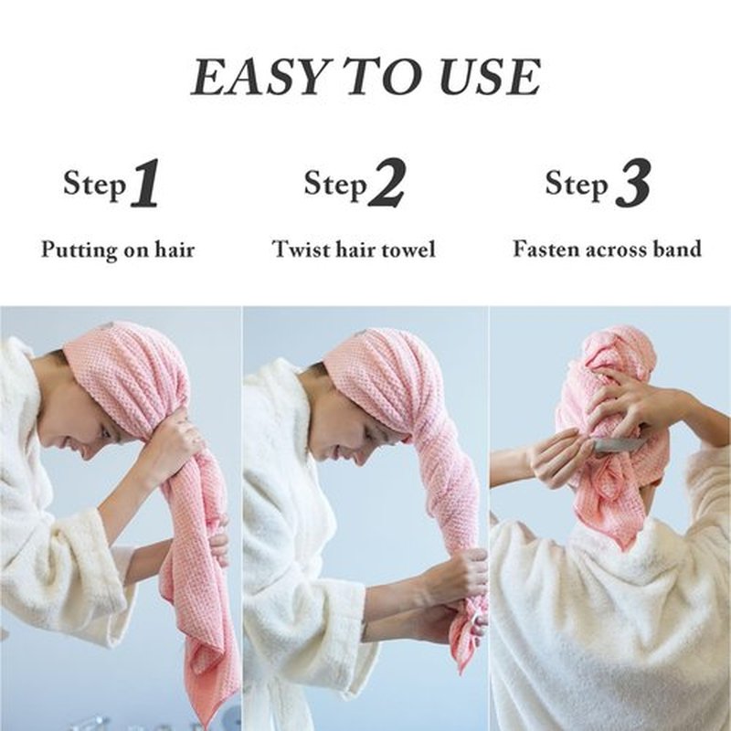 Wuwahold Microfiber Hair Towels, Waffle Hair Towel Set, Super Soft Highly Absorbent, Sturdy Quick Drying Turbans for Long, Thick, Curly Hair (5 Pack, 40" x 20")