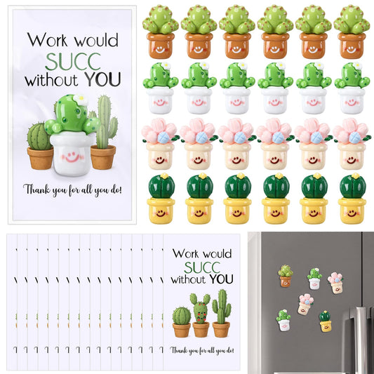 Bucherry 100 Set CNA Week Gifts Bulk for Nurse Coworker Team Staff Thank You Gifts Cute Succulent Fridge Magnet with Thank You Card for Nurse Office Teacher Employee Volunteer Graduation Gift