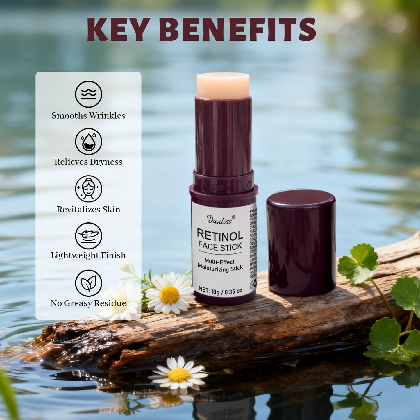Retinol Firming Face Stick – Tightens and Firms Face, Neck & Jawline | All-Over Moisture & Brightening Stick for Eyes with Niacinamide, Caffeine & Snail Mucin | 0.35 oz