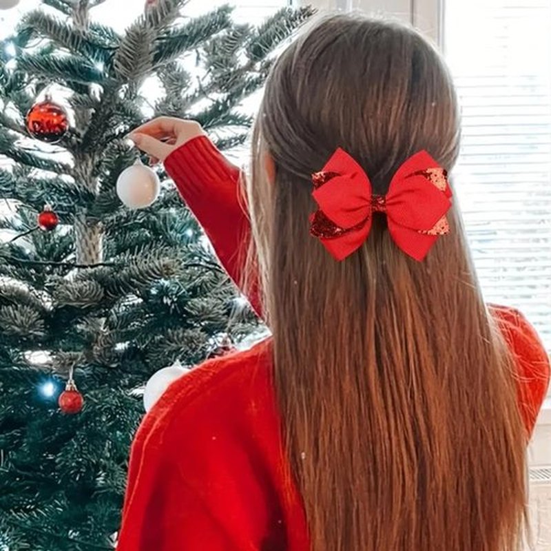 12Pcs 4" Hair Bows Clips Grosgrain Ribbon Alligator Clips Hair Bows Barrettes Hair Accessories for Girls Kids Teens Children Toddler Glitter Girls Hair Bows
