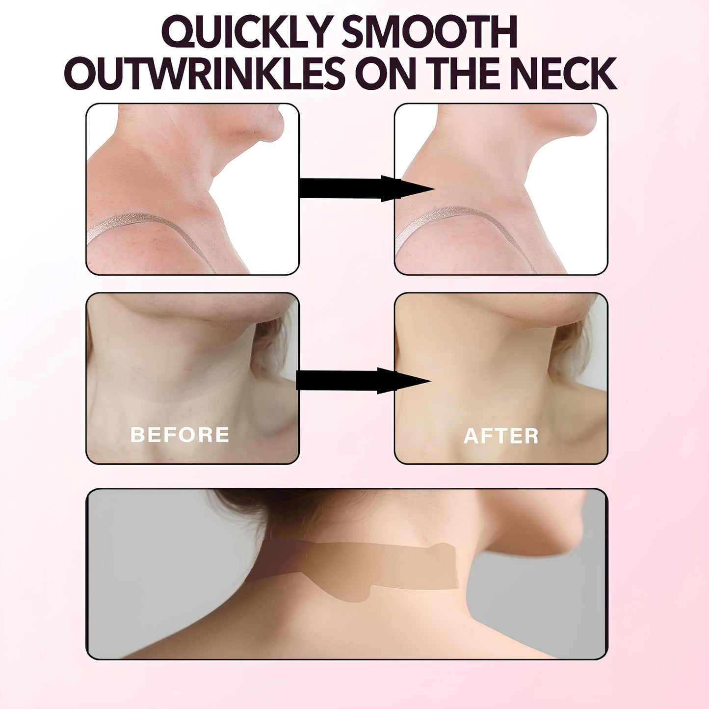 40 PCS Neck Lift Tape - Instantly Lift Sagging Skin, Invisible Neck Wrinkle Patches & Face Firming Tape, Comfortable Waterproof Jawline Definition