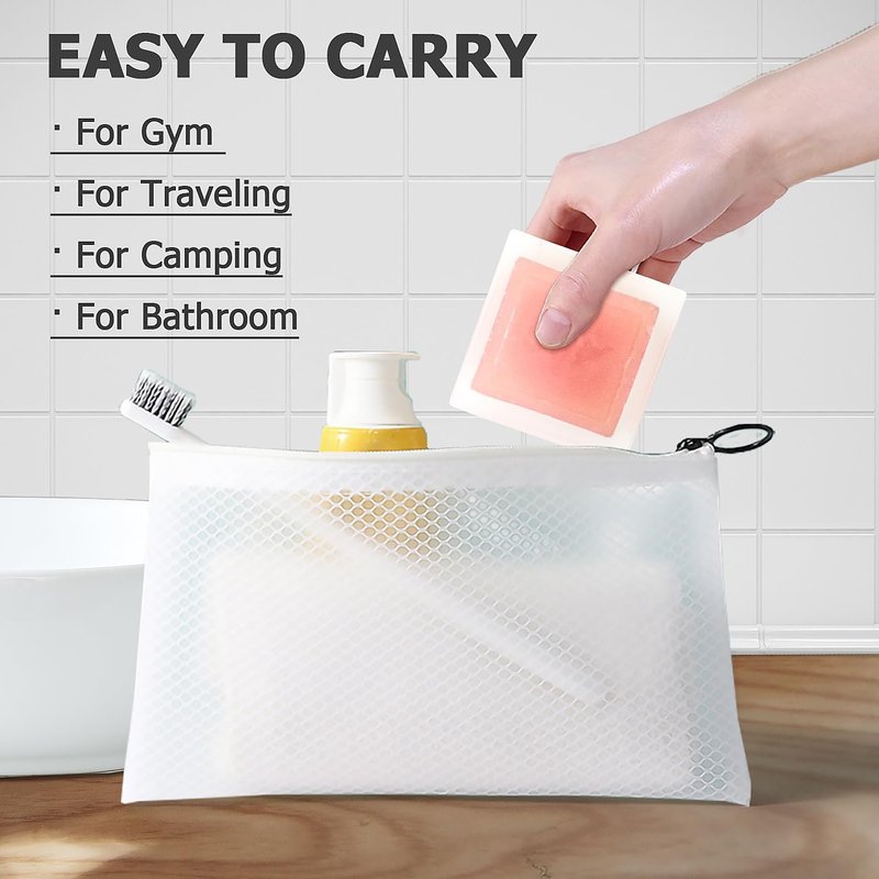 Travel Soap Case - Bar Soap Holder for Dr Squatch & Shampoo Bars | Transparent White with Draining Pad