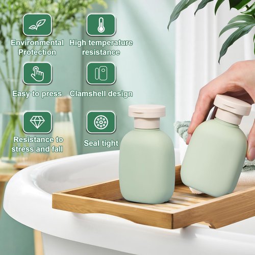 UMETASS 3.4 oz Small Plastic Travel Shampoo Bottles, Empty Plastic Squeeze Bottles with Flip Cap for Toiletries, Leakage-proof Travel Shampoo and Conditioner Bottles (4 pack, Green)