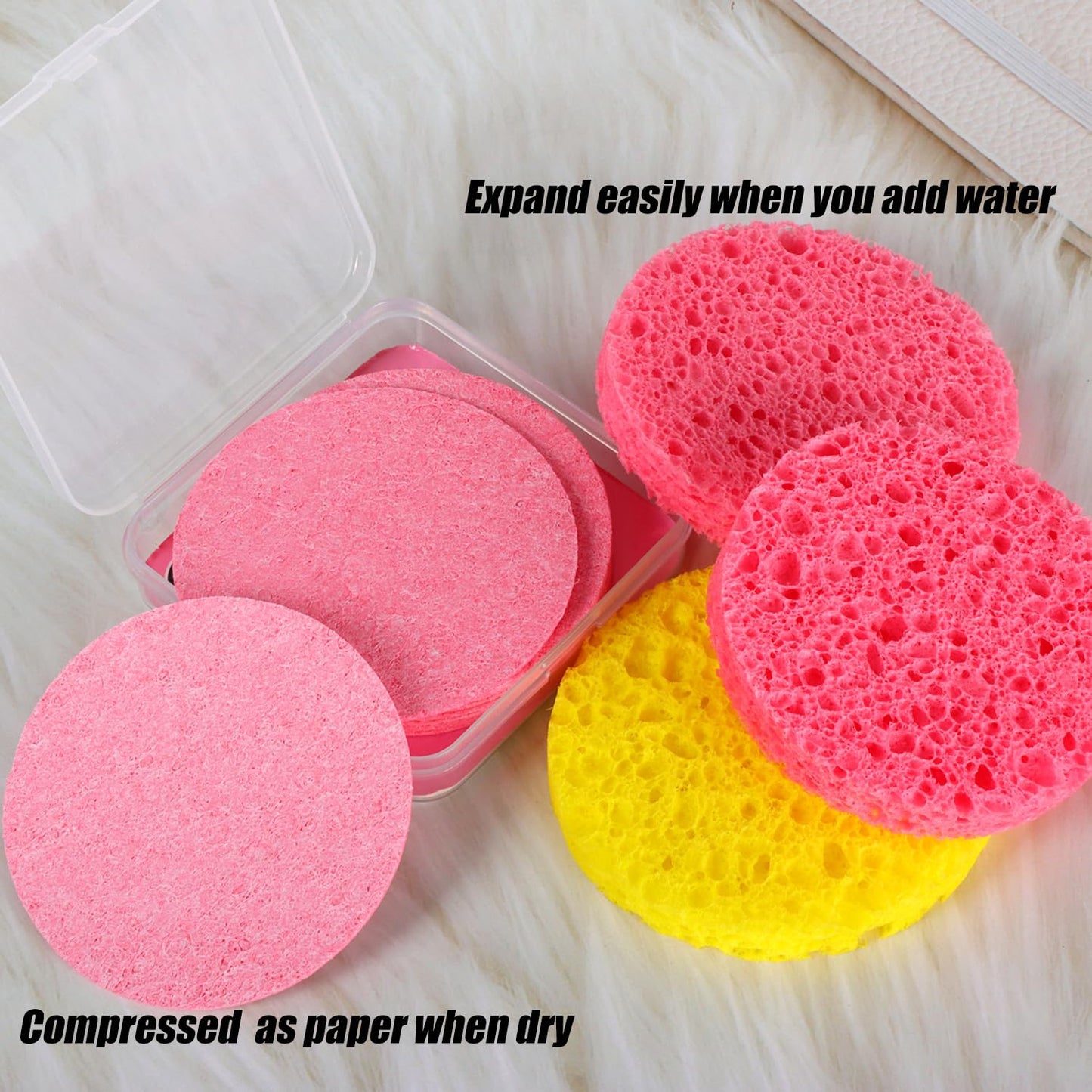 Ocim 15Pcs Compressed Facial Sponges,Face Sponge Compressed for Washing Cleansing and Exfoliating,Pink