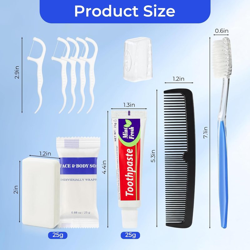 Travel Size Toiletry Kits - Disposable Personal Hygiene Supplies | Individually Wrapped Essentials (20 Packs)