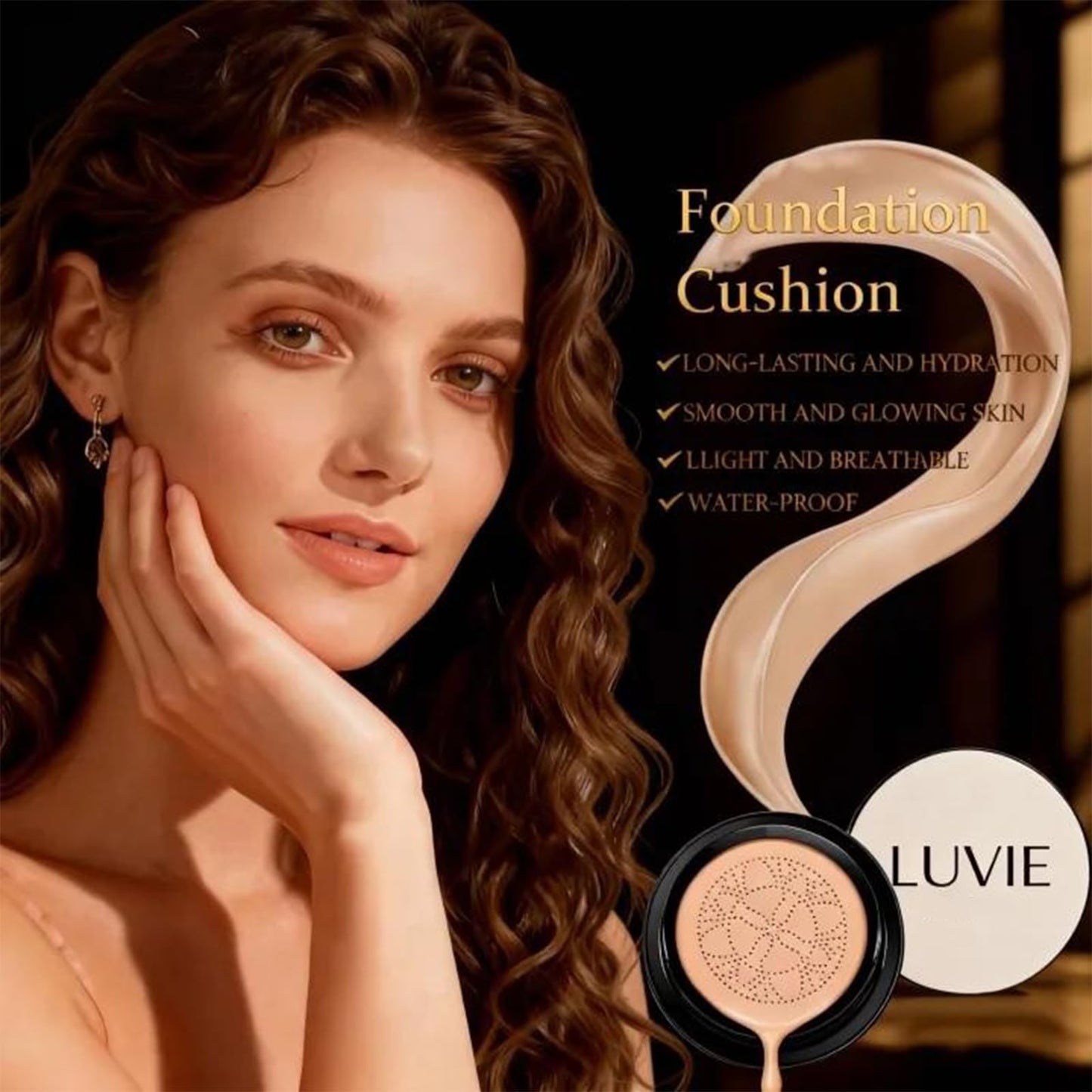 Cushion Foundation, 2026 New Mushroom Head Air Cushion Cc Cream Foundation, Bb Cream Foundations, Makeup Foundation for Older Women, Long-Lasting and Evens for Light/Medium Complexions(Natural color)