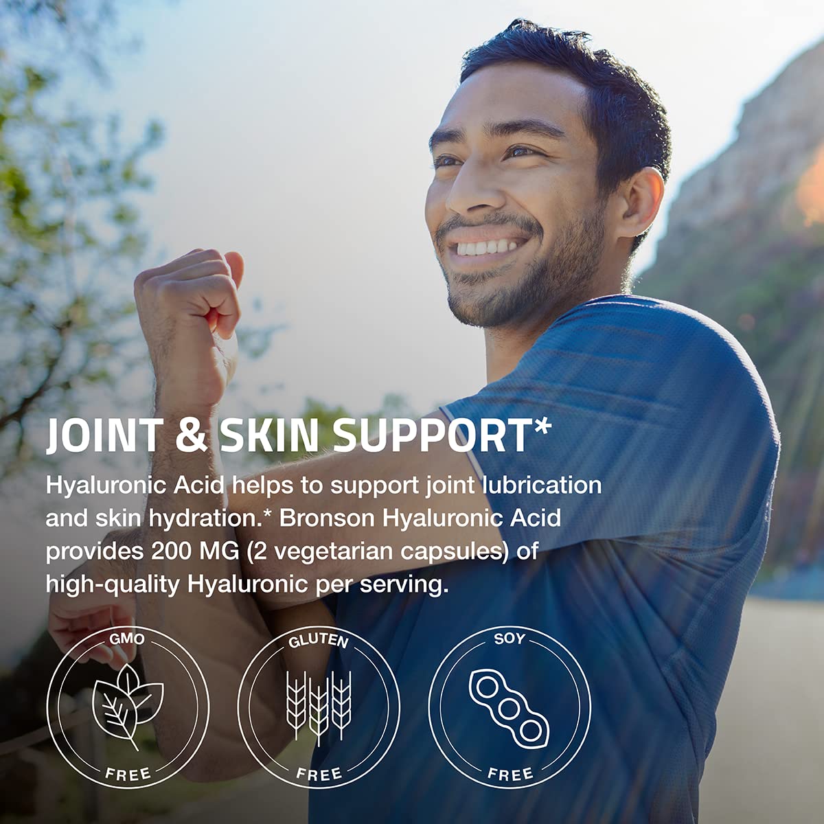 Bronson Hyaluronic Acid 200 MG High Potency Joint Health & Healthy Skin Support, Non-GMO, 200 Vegetarian Capsules