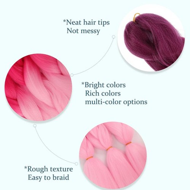 Pink Braiding Hair Colorful Braiding Hair Extensions Jumbo Braiding Hair Pre stretched for Girls and Women 24in 6Packs #Purple-Hot Pink-Pink