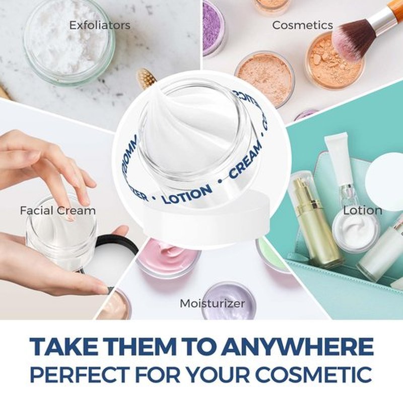 8 Pcs 1 OZ Travel Jars for Creams, Elumeiro Small Travel Size Toiletries Plastic Jars with White Lids Cosmetic Container Round Jar Refillable for Body Scrubs, Lotion, Powder, ointment, Makeup