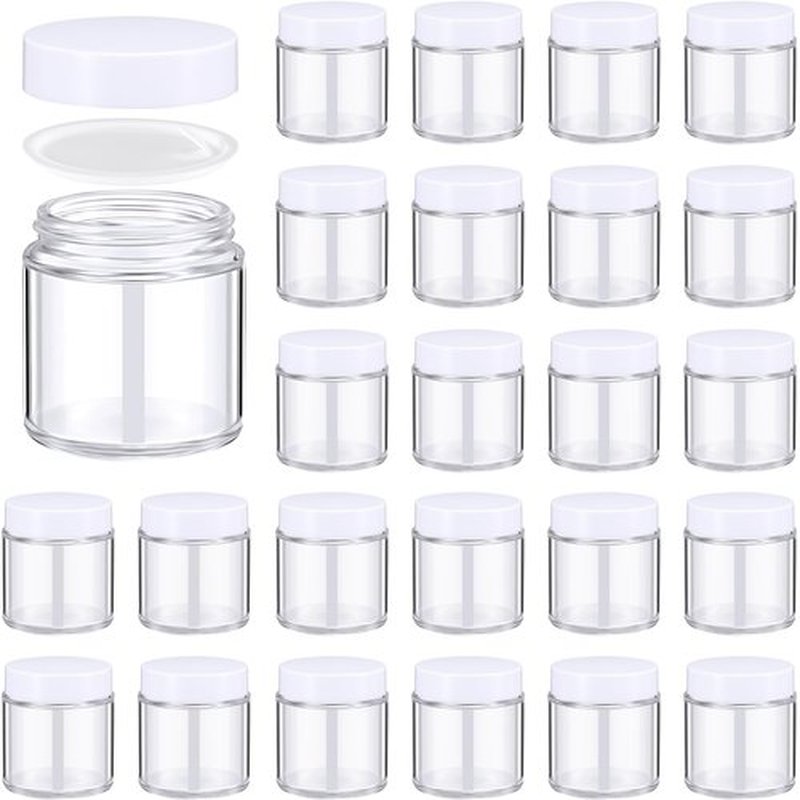 Norme 24 Pcs 4 oz Glass Jars with Lids Leakproof Round Airtight Jars Empty Cosmetic Jars with Inner Liners Lid for Storing Lotions Powder Ointments Candle Making (White,Clear)