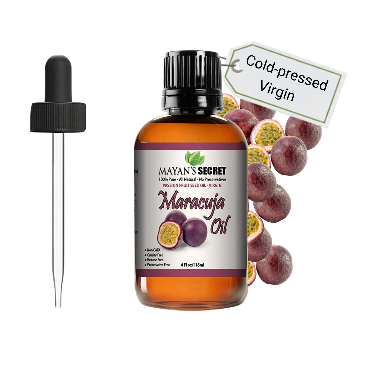 Pure Carrier and Essential Oils for Skin Care, Hair, Body Moisturizer for Face-Anti Aging Skin Care (Maracuja Oil (Passion Fruit), 4oz)