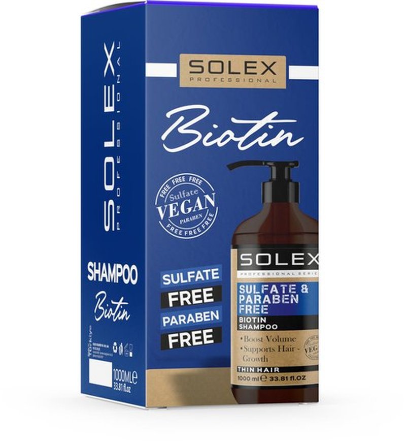 SOLEX Biotin Oil Shampoo for Hair Growth- Sulfate & Paraben Free - Volumizing Shampoo for Hair Loss - Treatment for Men & Women Hair Thickening Volumizing Products, (1 pack x 33.8 Fl Oz. / 1000 mL)