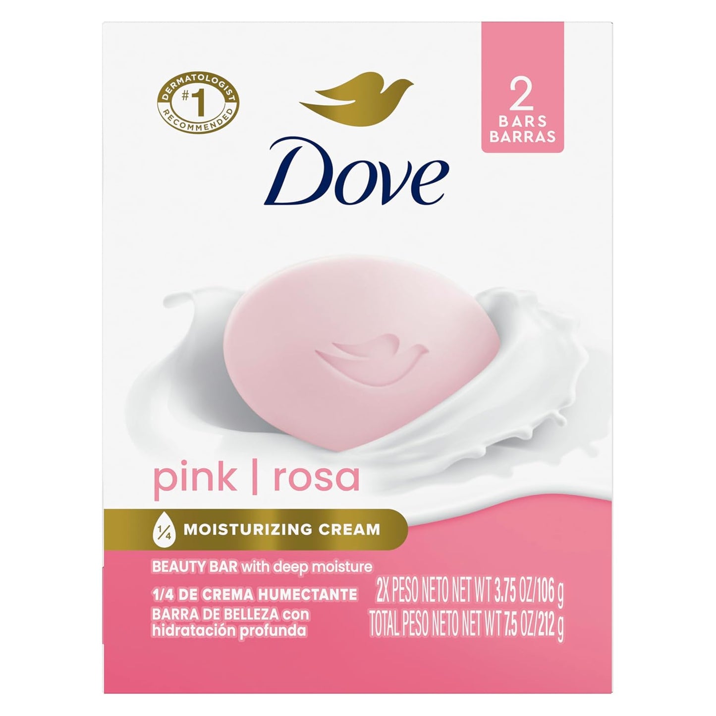 Dove Beauty Bar - Moisturizing Pink Soap | 3.75 Ounce (Pack of 2)
