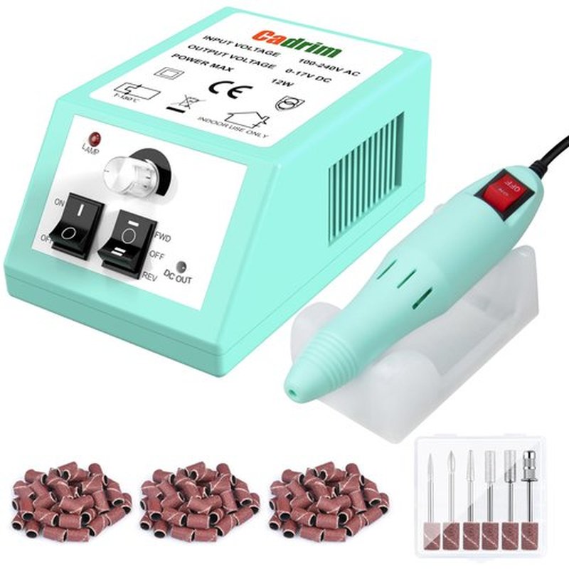 Electric Nail Drill, Cadrim Nail Drill Machine, Nail Electric Drill for Acrylic Nails Gel Nail Glazing Nail Drill Nail Art Polisher Sets Glazing Nail Drill Fast Manicure Pedicure, Green