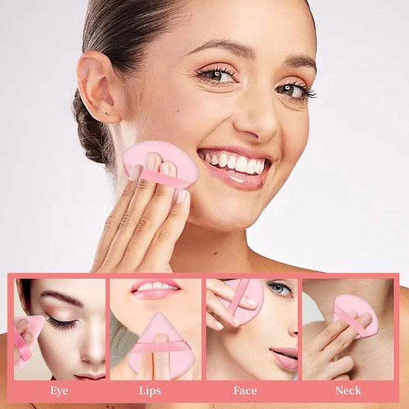 Pimoys 6 Pieces Pink Powder Puff Face Soft Triangle for Loose Powder, Velour Makeup Sponge Set Setting Powder Puff Beauty Makeup Tools