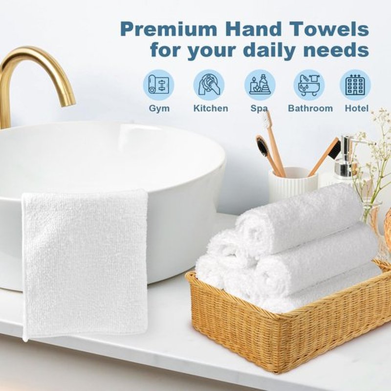 HOMEXCEL Microfiber Washcloths Towel Pack of 24, 12" x 12" Highly Absorbent and Soft Face Towels Wash Cloths for Bathroom, Gym, Hotel and Spa, Fast Drying Multi-Purpose Cleaning Cloth, White