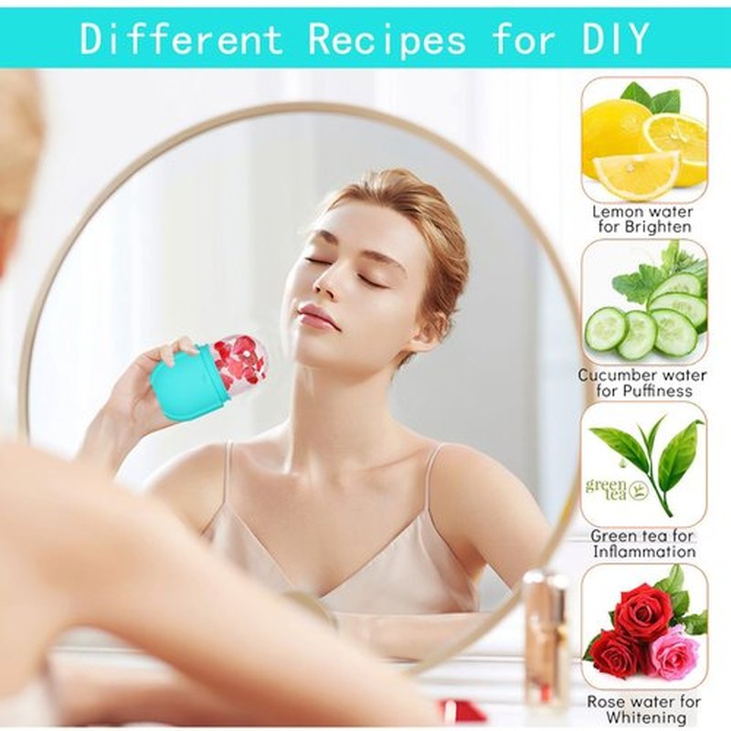 KOGITI Ice Mold for Face, Ice Roller for Face & Eye, Beauty Facial Ice Rollers Ice Holder Mold Face Puffiness Relief Massage Skin Care Tools, Ice Facial Cube (New-Blue)
