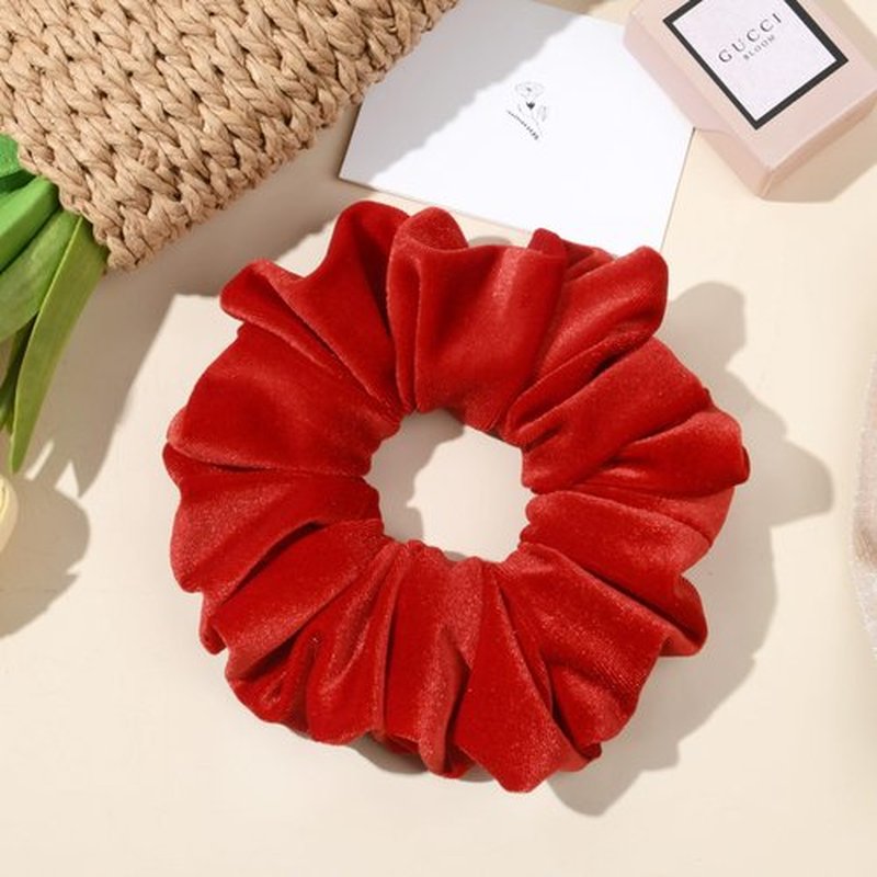 CEELGON Red Big Velvet Scrunchie 6.5 Inches Jumbo Scrunchies Hair Ties Oversized Ponytail Holder for Thick Curly Hair Extra Large Hair Accessories for Women (Red)