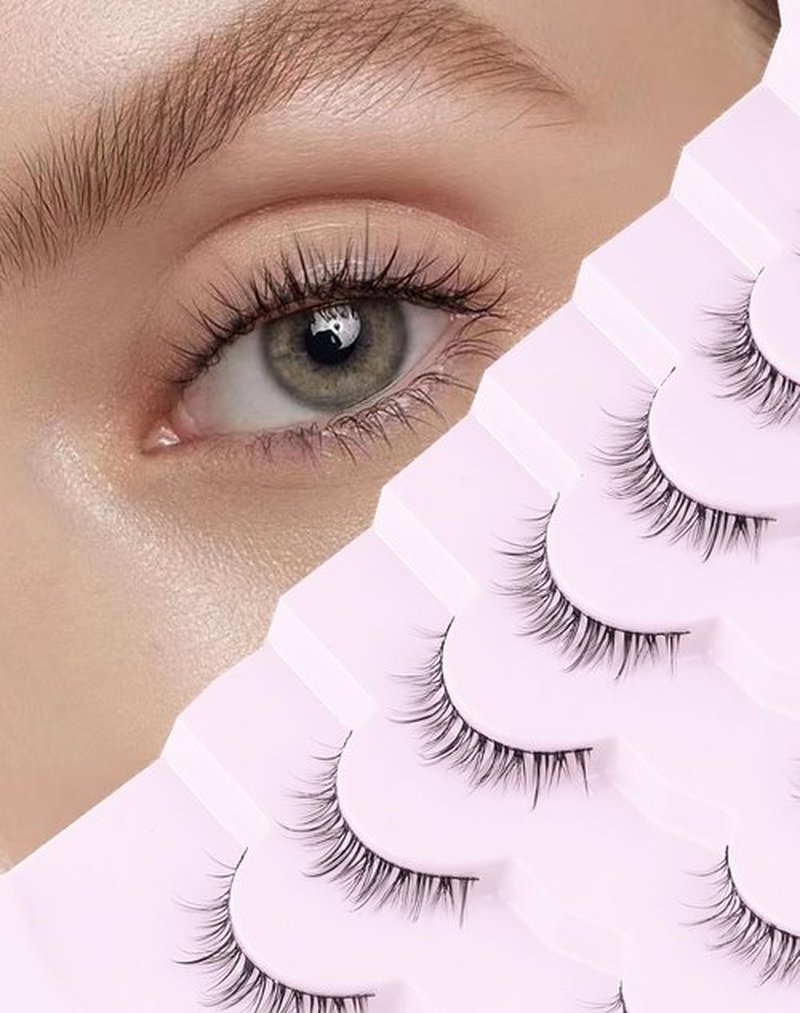 Onlyall Natural Lashes Short Eyelashes Wispy Lashes Natural Look Soft False Eyelashes False Eye Lashes Faux Mink Eyelashes 7 Pairs D2