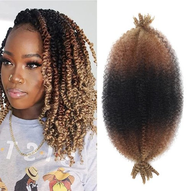 14 Inch Marley Twist Braiding Hair 7 Packs Pre Separated Springy Afro Twist Hair Pre Fluffed Kinky Twist Hair for Braids Marley Crochet Hair Extensions (T1B/30/27)