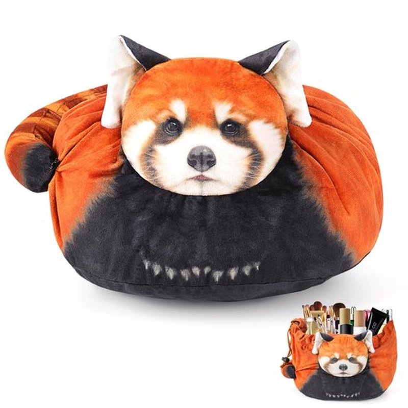 Openhahaha Drawstring Makeup Bag, Red Panda Makeup Bag, Travel Makeup Organizer, Cosmetic Pouch Bag, Red Panda Gift for Women, Lay Flat Makeup Bag Gifts for Red Panda Lovers (Red Panda)