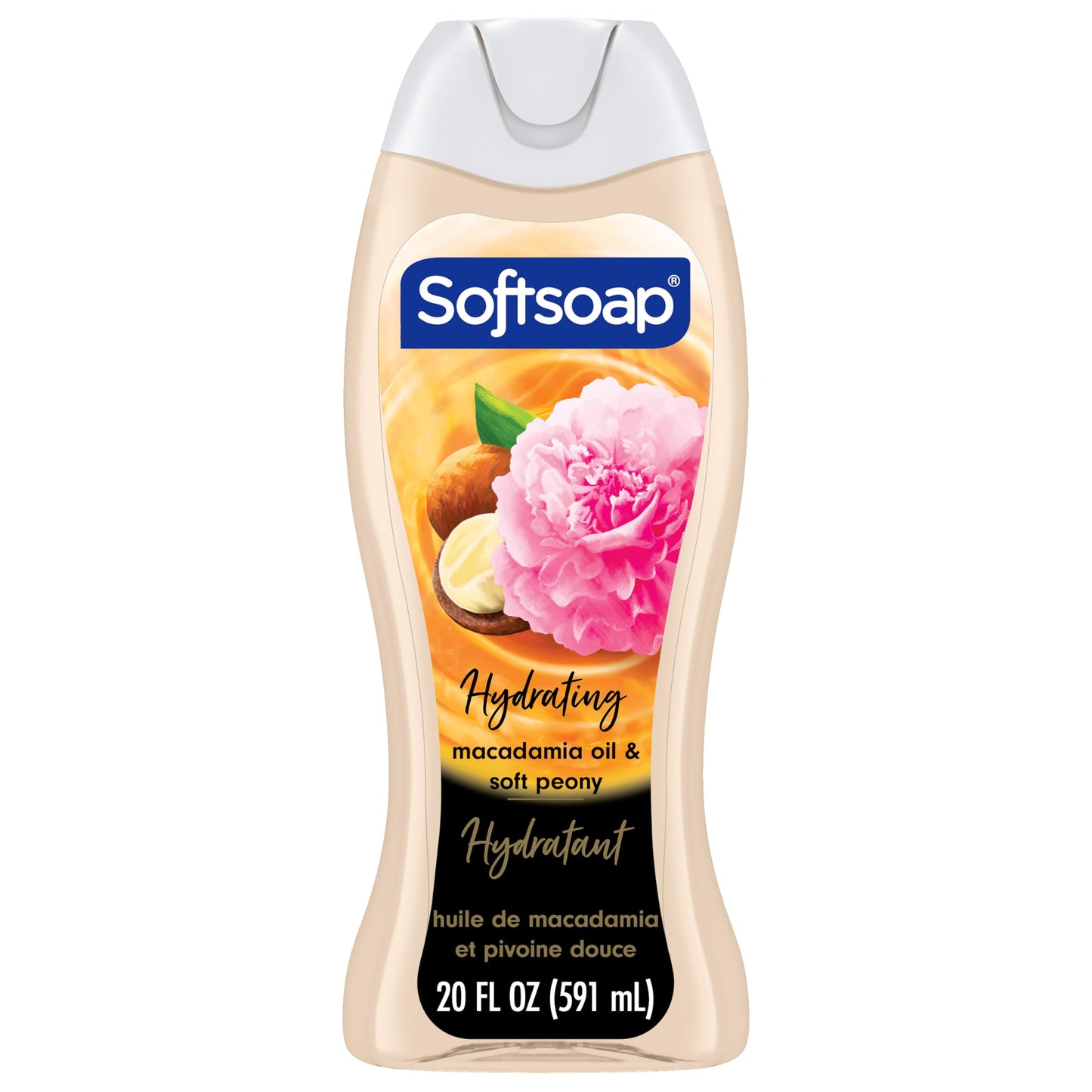 Softsoap Luminous Oils Moisturizing Body Wash, pH Balanced, Paraben Free, Macadamia Oil and Soft Peony Scent, 20 fl oz