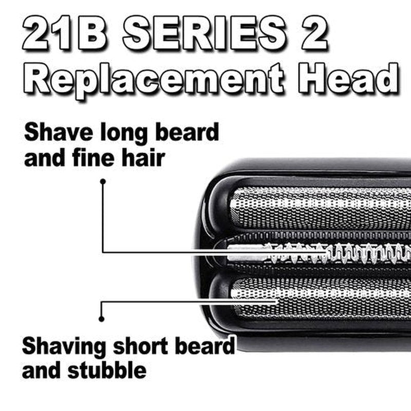 Series 2 21B Electric Replacement Shaver Head Accessories blade Compatible with Braun Series 2 Foil Shaver Replacement Heads 21b 3010s, 3040s,5409,etc for Braun Part 21b （2PACKS）