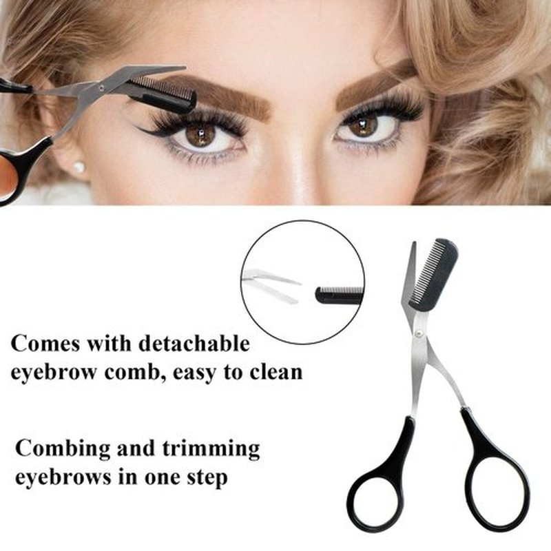 Eyebrow Scissors with Comb, Professional Precision Eyebrow Trimmer, Non Slip Finger Grips Eyebrow Trimming Scissors Hair Removal Beauty Accessories for Men Women