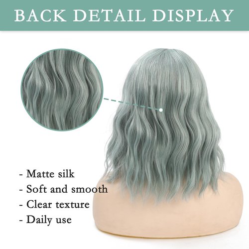 FimTim Short Wavy Bob Wig with Bangs for Women - Colorful Synthetic Wig for Daily Use