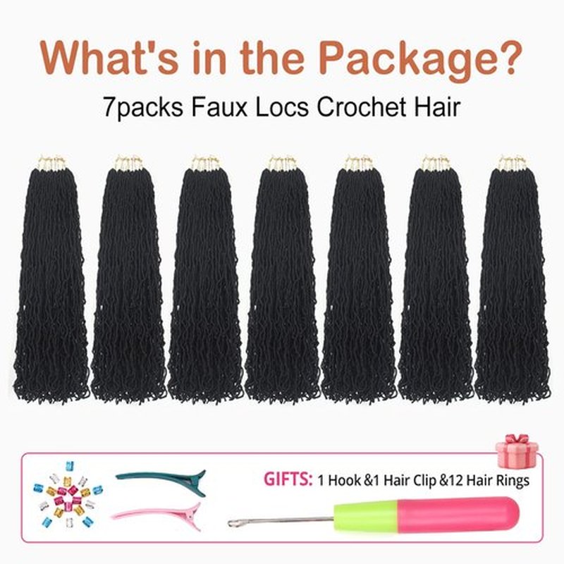 26 Inch Soft Locs Crochet Hair 7 Packs Faux Locs Crochet Hair Pre Looped Locs Hair Braids Goddess Locs Hair Black Distressed New Crochet Locs for Black Women(26 Inch (Packs of 7), 1B#)