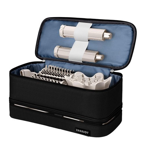 ZRRAJOY Double Layer Storage Case For Shark Flexstyle, Travel Carrying Case For Shark 430/440 Flexstyle, Organizer Bag For Shark Flexstyle/Dyson Airwrap Styler Attachments (Black)