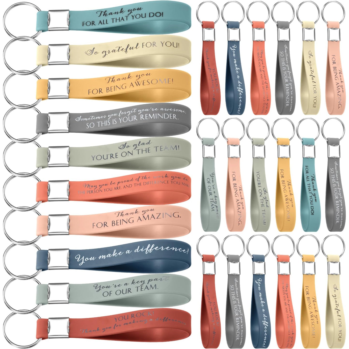 Nosiny 30 Pcs Keychain Appreciation Gift Bulk for CNA Employee Coworker Inspirational Thank You Gift for Teacher Nurse Staff(Bright)