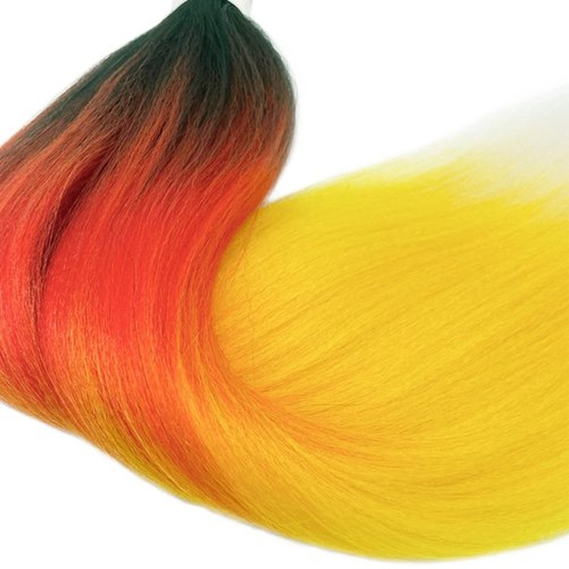 UPruyo Pre Stretched Rainbow Braiding Hair Ombre Orange Yellow Blue Purple Kids Colorful Braiding Hair Extensions for Braids Synthetic Fake Hair for Braiding (26 In 3 Packs)