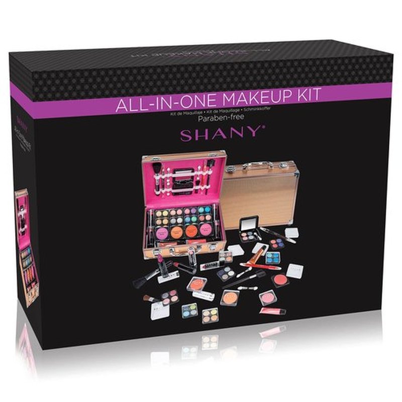 SHANY Carry All Makeup Train Case with Pro Makeup Set, Makeup Brushes, Lipsticks, Eye Shadows, Blushes, Powders, and more - Reusable Makeup Storage Organizer - Premium Gift Packaging - Rose Gold