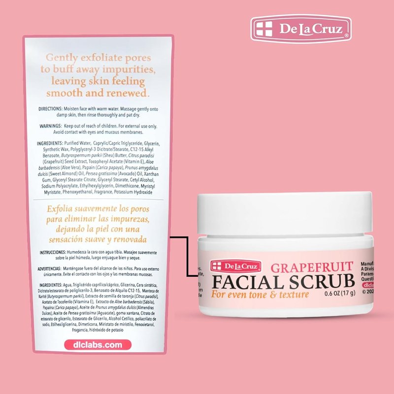 Grapefruit Facial Scrub - Exfoliating Face Scrub with Vitamin E, Papaya & Aloe Vera | 0.6 Ounce Trial Size