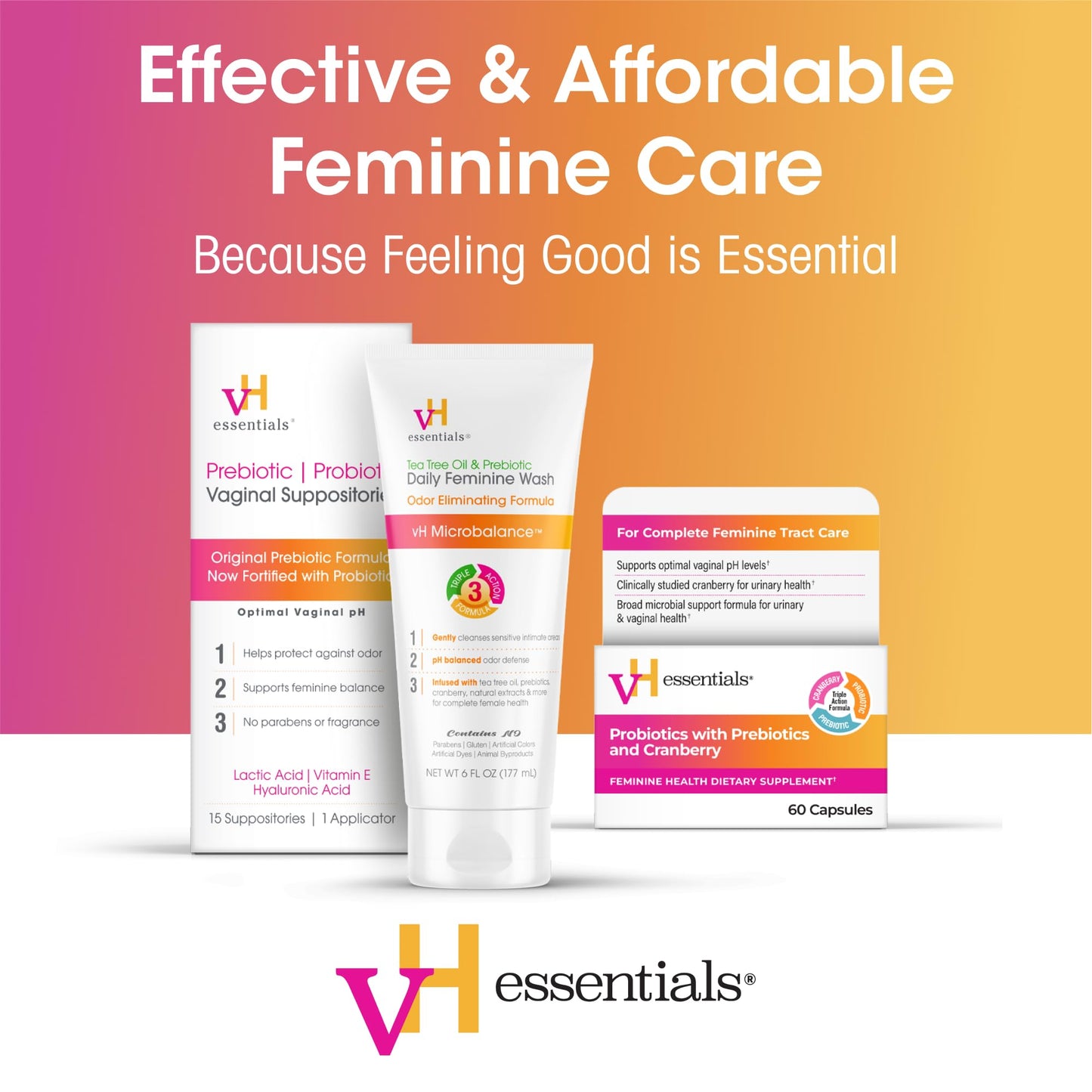 vH essentials Foaming Feminine Wash, Fragrance Free, 6 fl oz