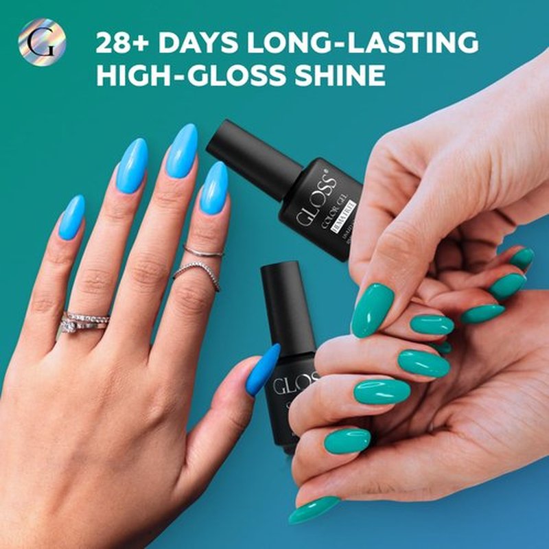 Gloss Blue Gel Nail Polish Set | 6 Pcs Hema Free Gel Polish with Light Blue, Baby Blue, Blue, Teal, Aquamarine & Pastel Green Colors, UV LED Gel Polish, DIY Nail Manicure at Home Gifts for Girls