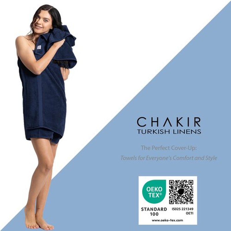 Chakir Turkish Linens | Hotel & Spa Quality 100% Cotton Premium Turkish Towels | Soft & Absorbent (4-Piece Washcloths, Navy)