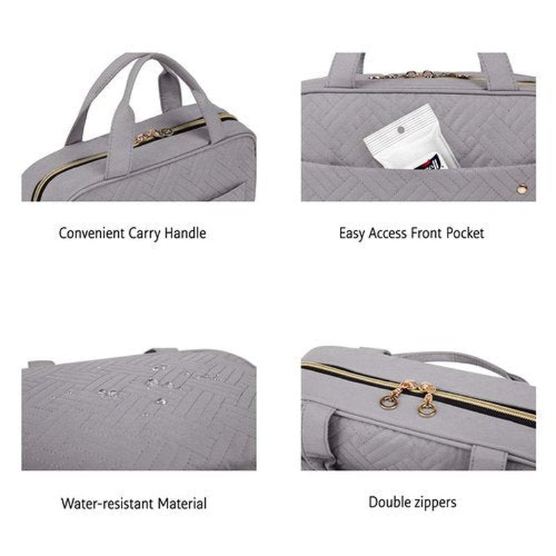 BAGSMART Toiletry Bag Travel Bag with Hanging Hook, Water-resistant Makeup Cosmetic Bag Travel Organizer for Accessories, Shampoo, Full Sized Container, Toiletries Grey, Large
