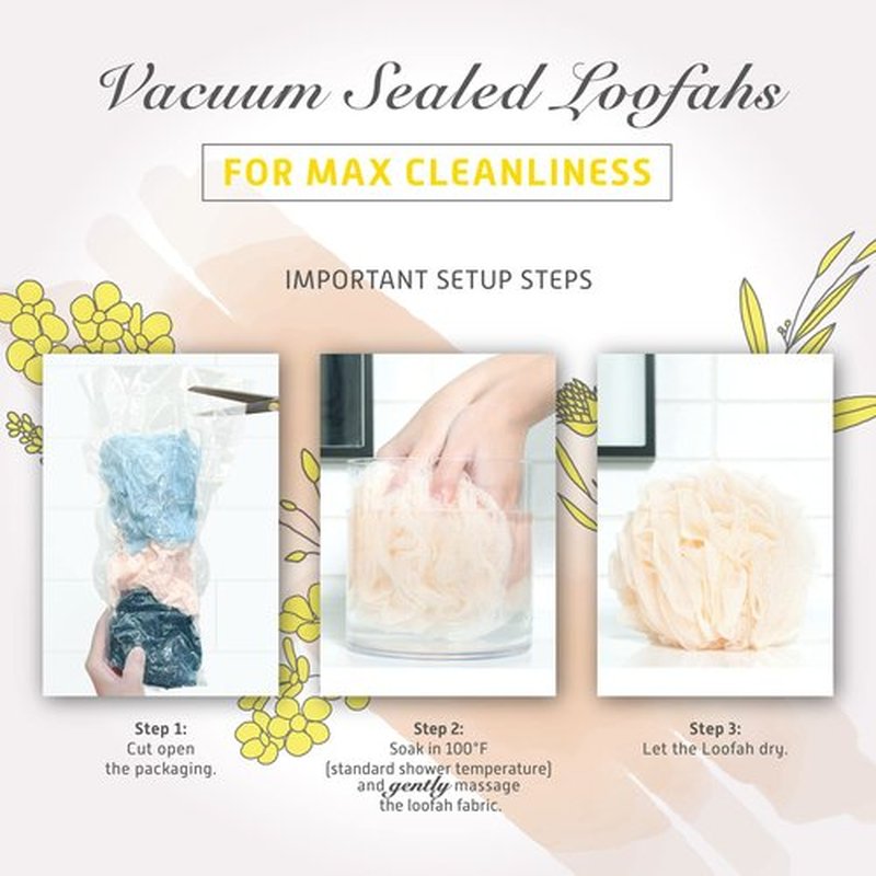 Spongentle Dual Texture Deep Cleansing Loofah Sponge for Radiant Skin, Pack of 3, Bath and Shower, Exfoliating Body Scrubber, Beautiful Colors for Women and Men