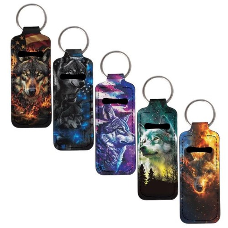SEANATIVE Wolf Lipstick Holder Lipstick Holder Keychain Sleeve Lipstick Pouch Lip Balm Holder Sleeve Portable Key Chains to hold Travel Daily Accessories