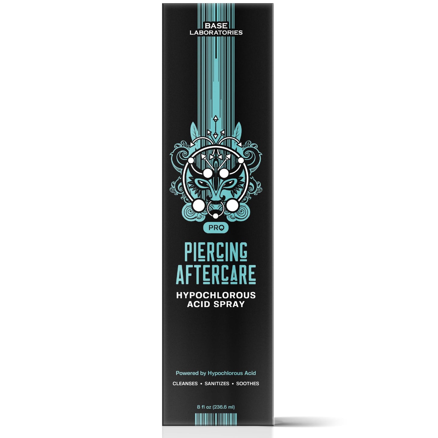 Base Labs Piercing Aftercare Hypochlorous Acid Spray | Healing HOCL Molecule Plus Saline Solution For Piercings | Nose, Ear Piercing Cleaner for all Keloids, Piercing Bumps and Wounds | 3PK, Black