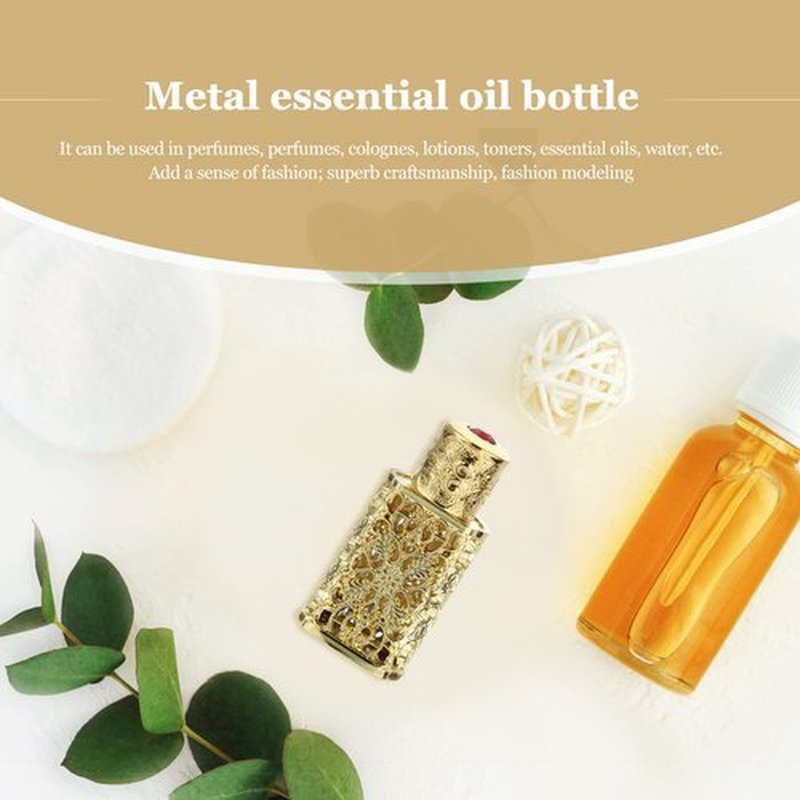 Refillable Perfume Bottle 3Pcs Gold Arabian Perfume Oilvintage Essential Oil Bottles Empty 3ml Travel Perfume Bottle Fancy Retro Style For Essential Oils Hollow Design