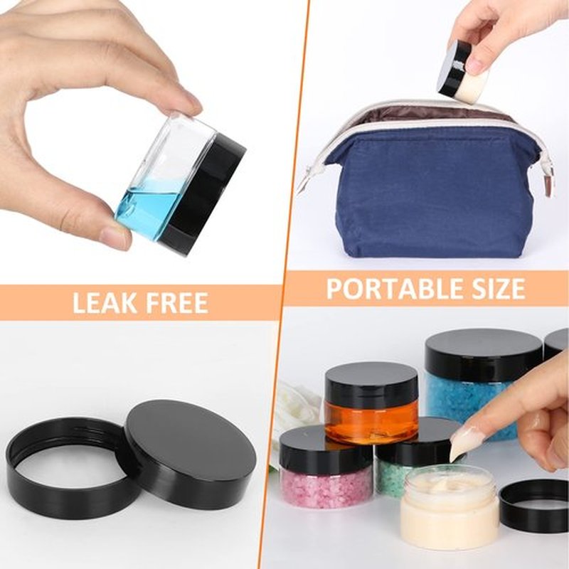 1oz Containers with Lids 28Pack, Jaisie.W 1 oz Plastic Containers with Lids- Clear Refillable Cosmetic Small Plastic Containers with Black Screw Lid for Liquid and Solid Products (1 oz, 28Pack)